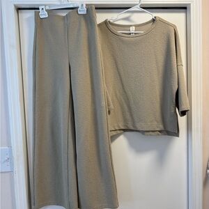 Joie Tan Wide Leg Pants and Top Set